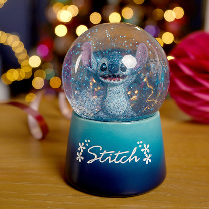 Bola de agua de Stitch Disney con purpurina azul y base decorativa - 3