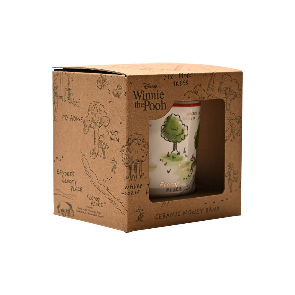 Hucha de cerámica de Winnie the Pooh Disney con ilustraciones y ranura superior - 3