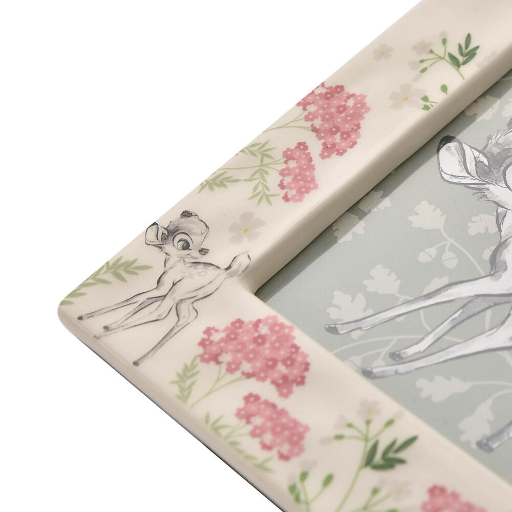 Marco de fotos de cerámica Bambi Disney con decoración floral - 3