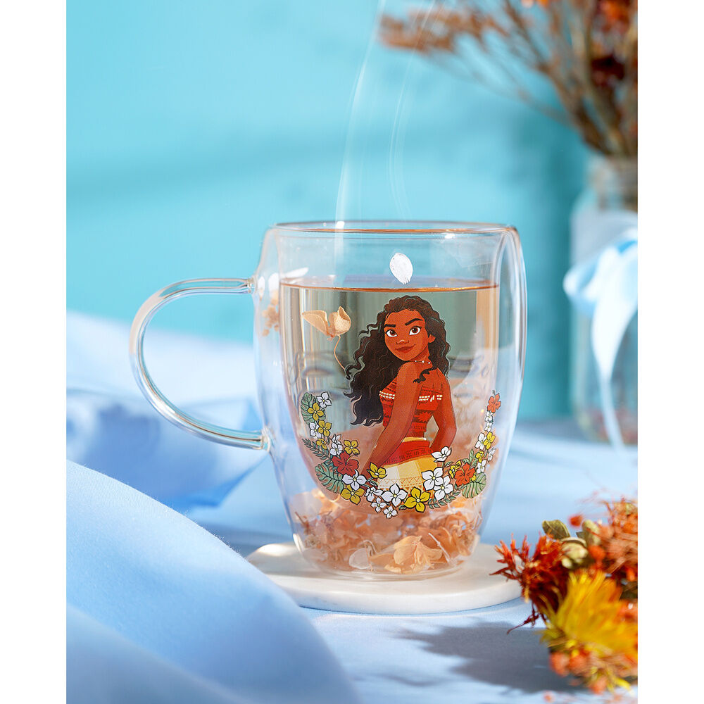 Taza de cristal transparente de Vaiana con flores secas - 4