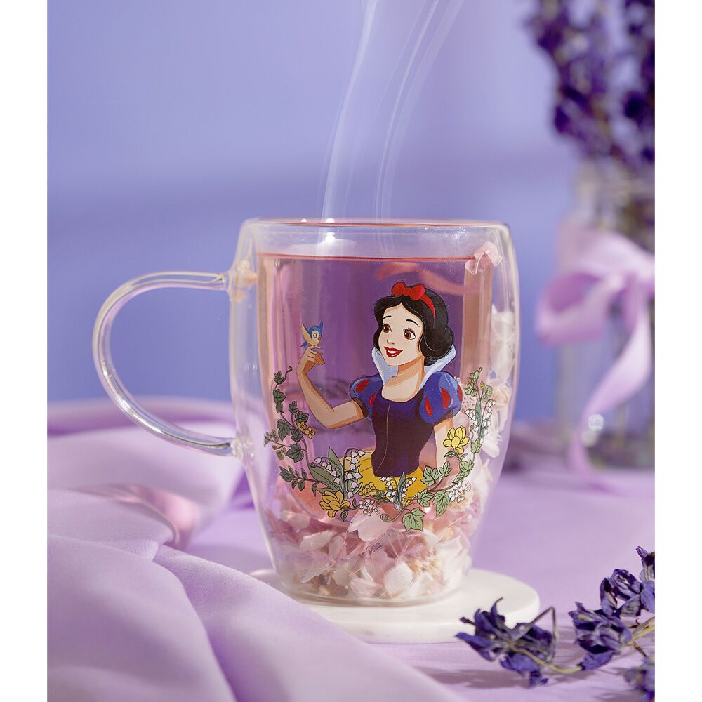 Taza de cristal de Blancanieves Disney con flores secas - 4