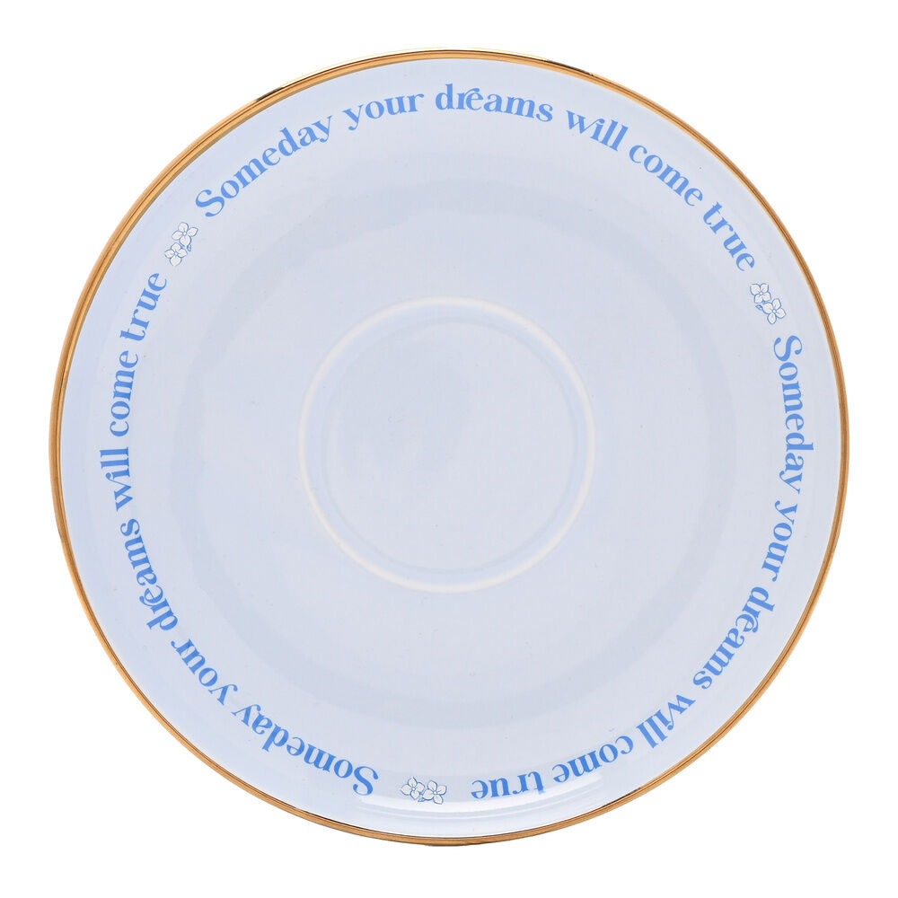 Taza de té y platillo de porcelana con Cenicienta Disney, flores y detalles dorados - 4