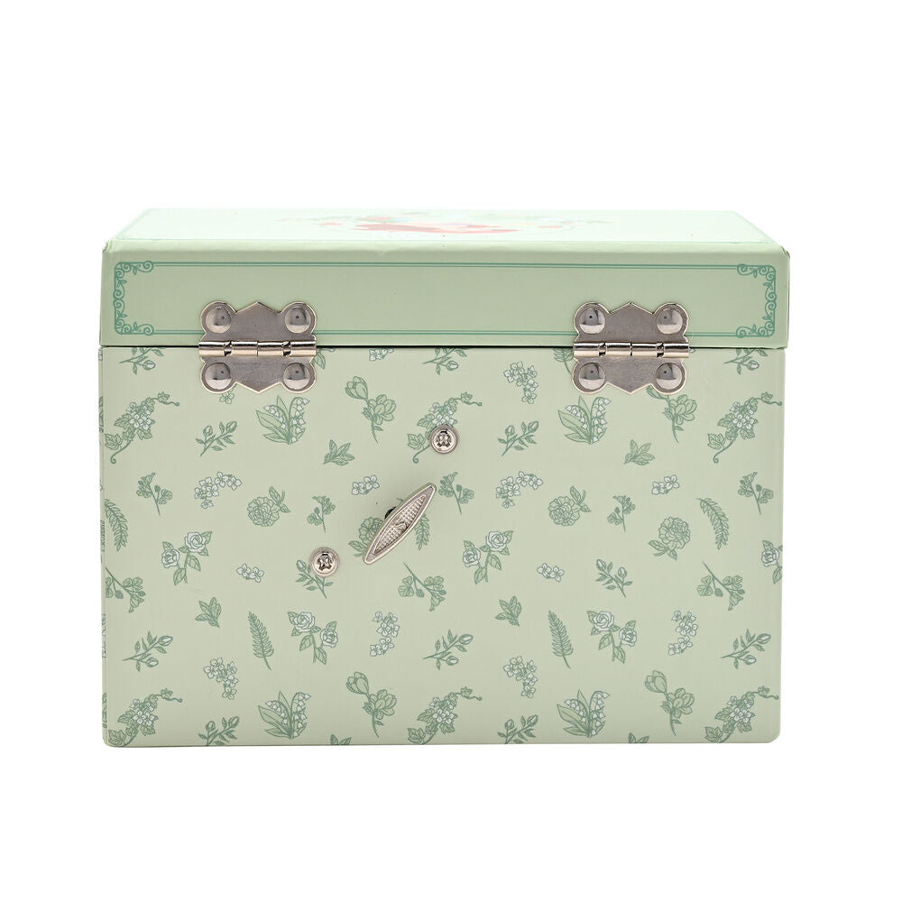 Joyero musical de Ariel Disney en tonos verdes con decoración floral y cajón - 4