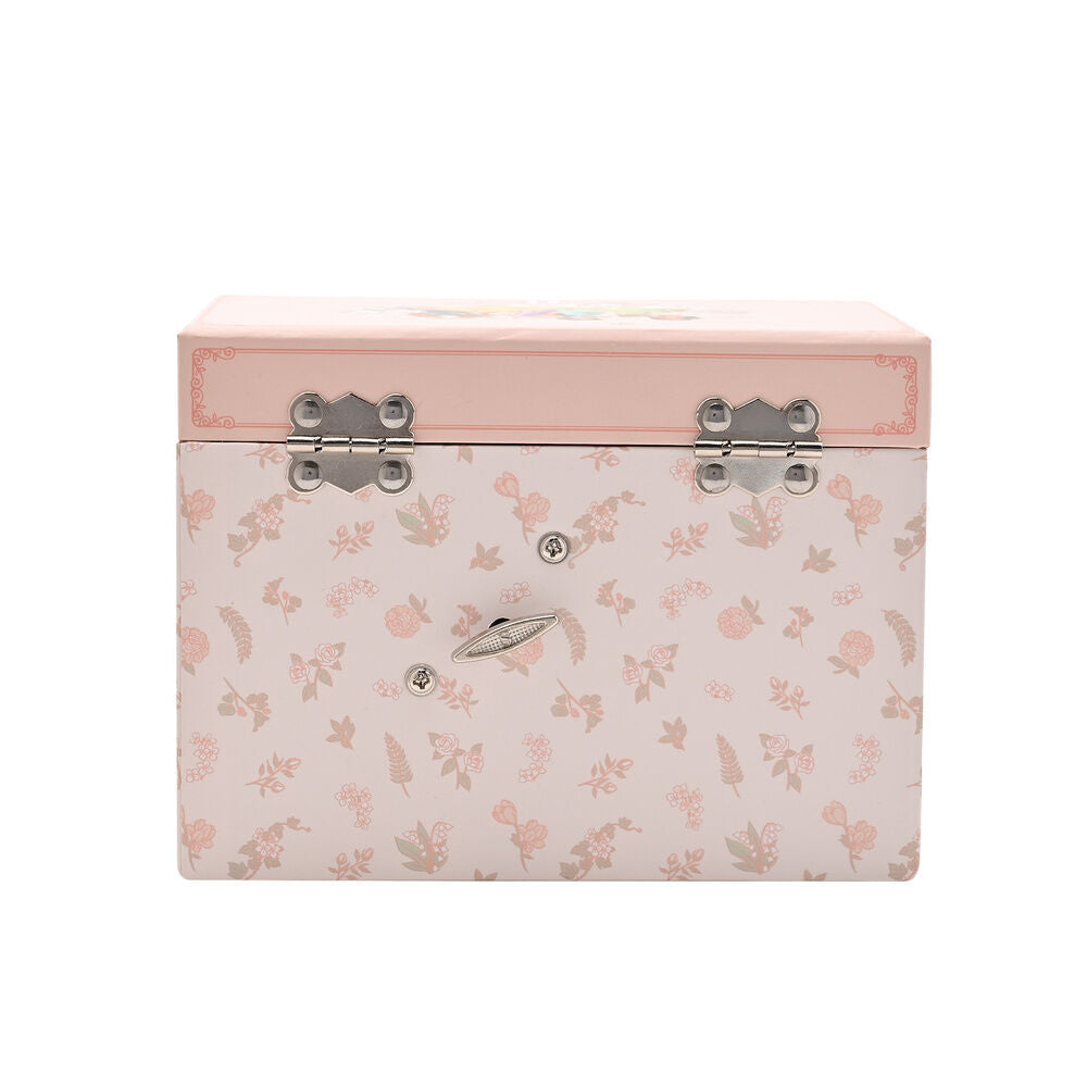 Joyero musical rosa Disney Princesas con cajón y estampado floral - 4