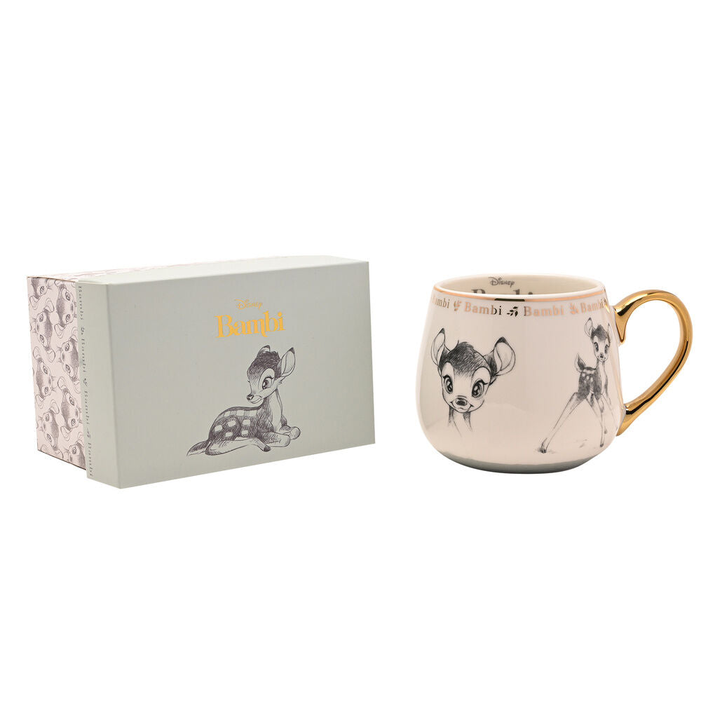 Taza Bambi Disney de porcelana china con asa y detalles dorados - 4