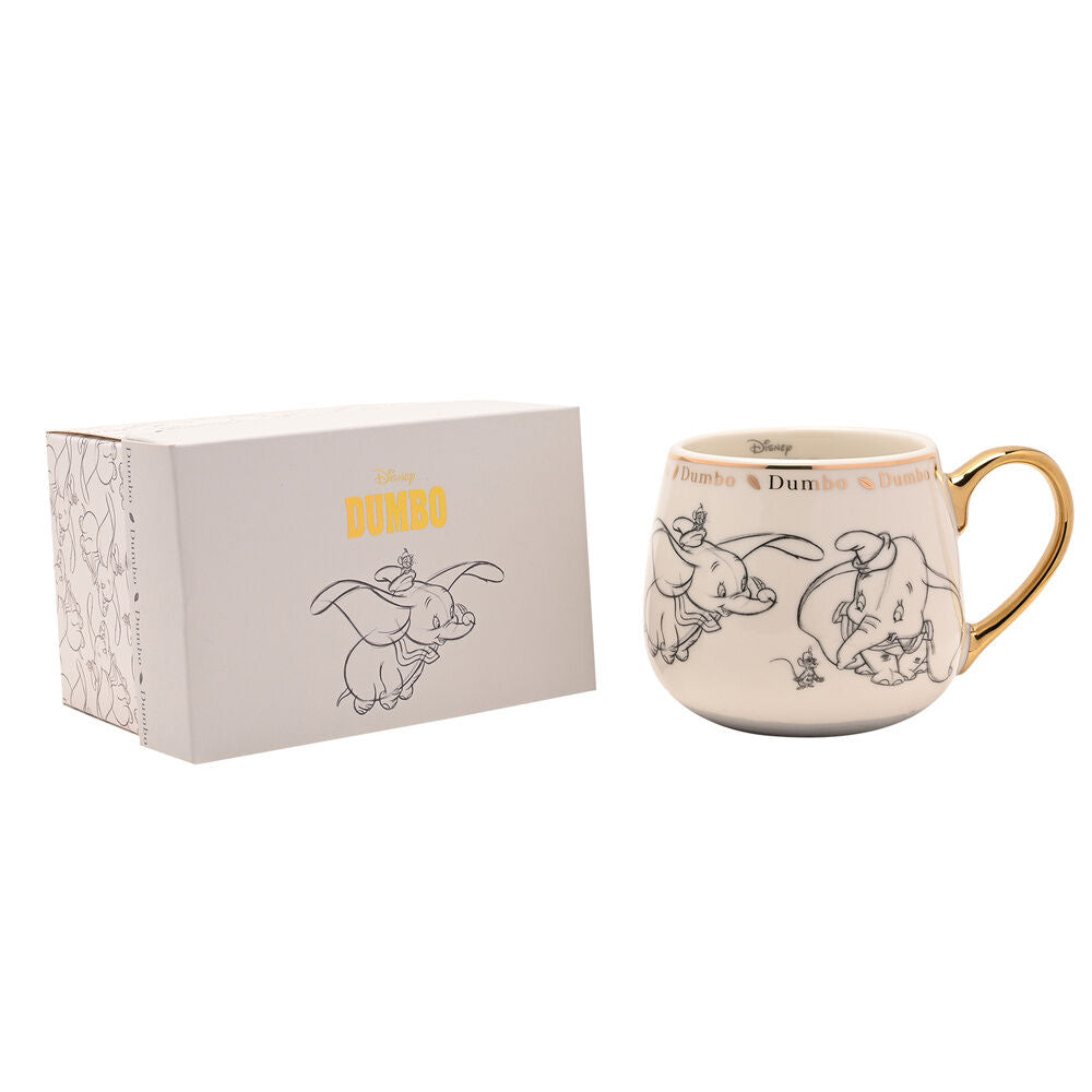 Taza Disney de Dumbo con ilustraciones esbozadas y asa dorada - 4