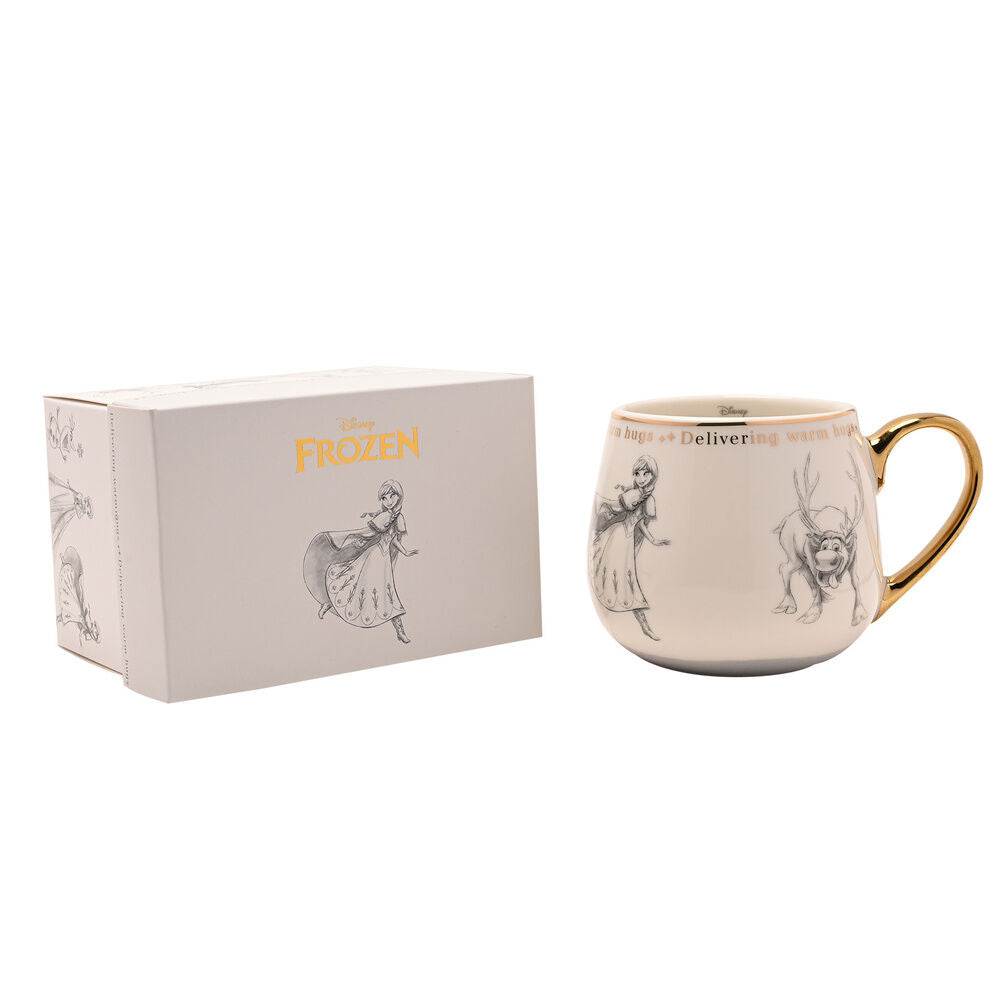 Taza Disney Frozen de porcelana con Elsa y Sven y asa dorada - 4