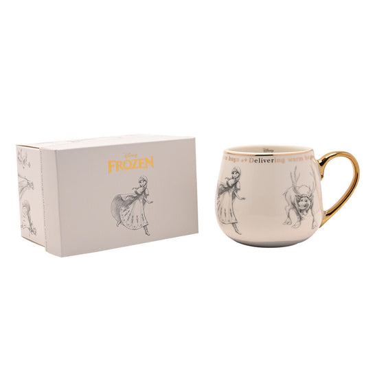 Taza Disney Frozen de porcelana con Elsa y Sven y asa dorada - 4