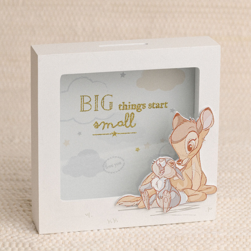 Hucha de madera blanca de Bambi y Tambor con ventana - 4