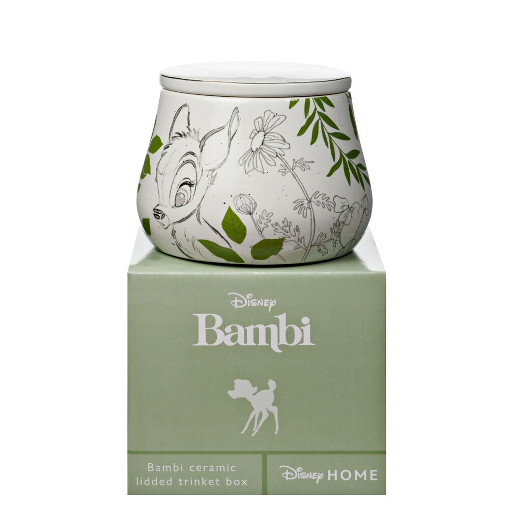 Joyero de cerámica Bambi Disney con tapa e ilustración floral - 4