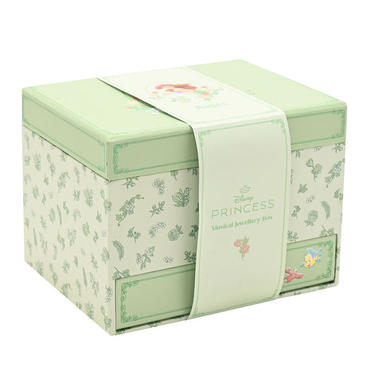 Joyero musical de Ariel Disney en tonos verdes con decoración floral y cajón - 5
