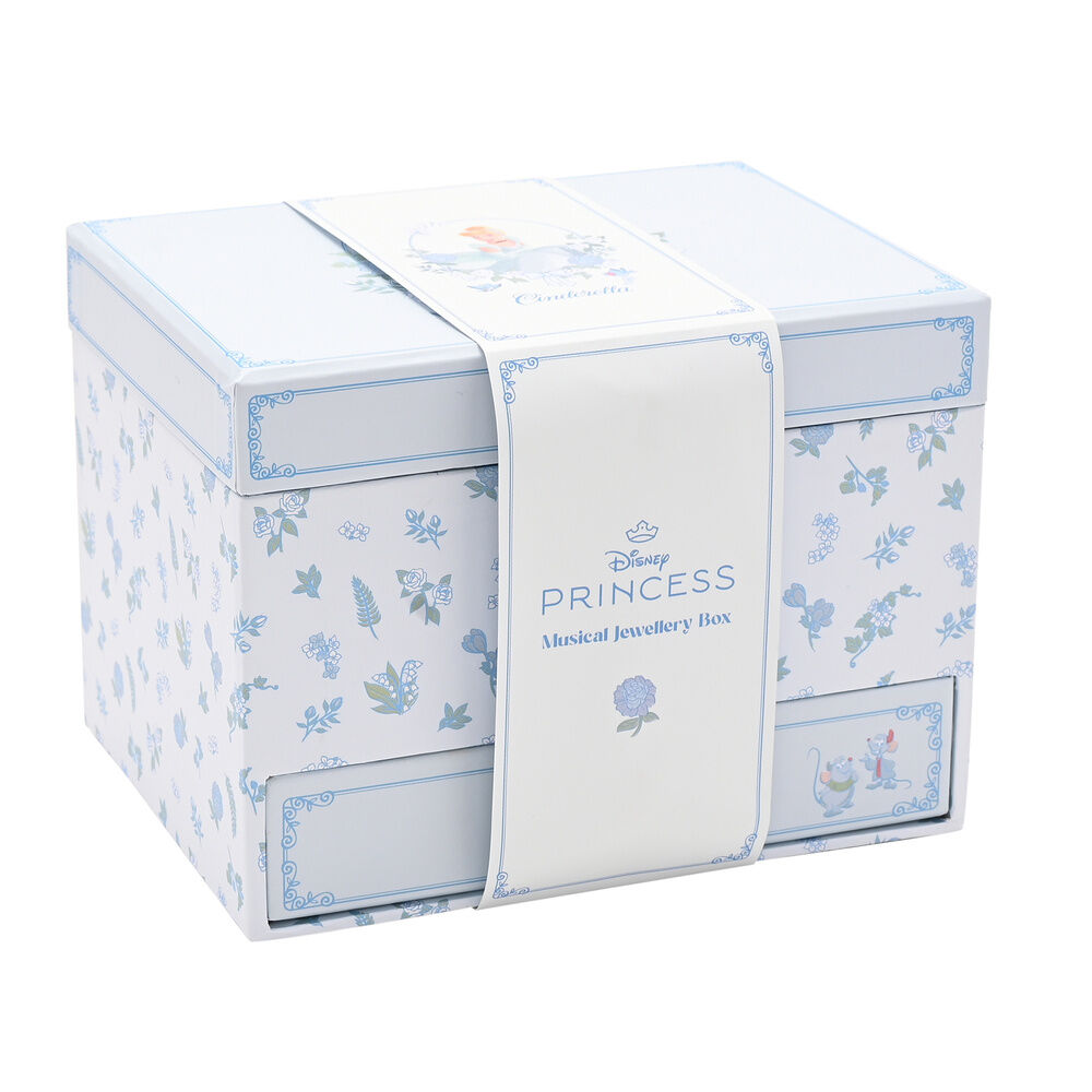Joyero musical azul claro de Cenicienta Disney con flores y cajón - 5