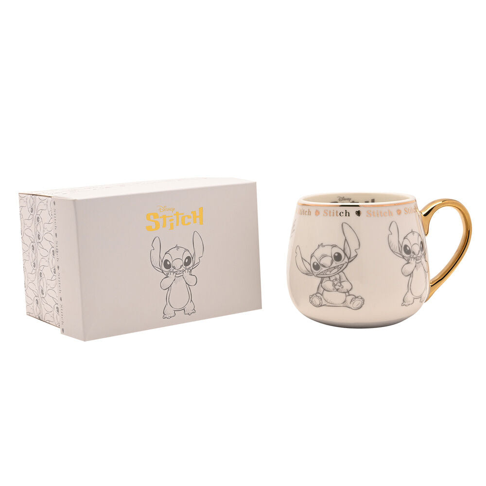 Taza de porcelana china de Stitch Disney con asa y detalles dorados - 5
