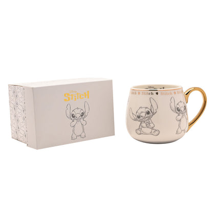 Taza de porcelana china de Stitch Disney con asa y detalles dorados - 5