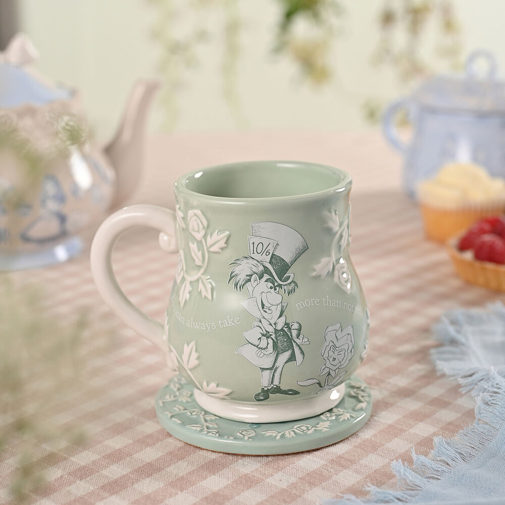 Taza de cerámica Disney del Sombrerero Loco con decoración floral - 5