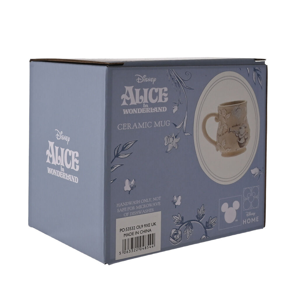 Taza de cerámica Disney del Conejo Blanco con detalles florales en relieve - 5