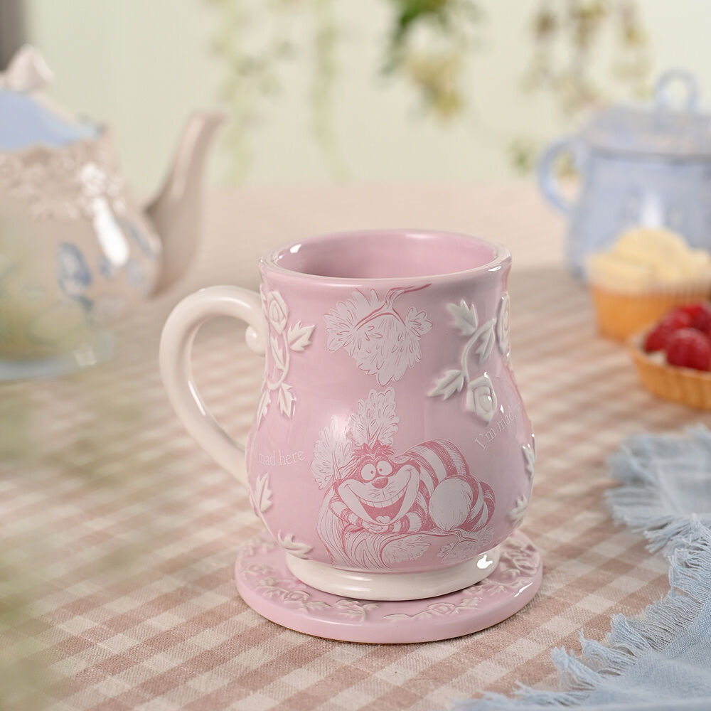 Taza rosa de cerámica del Gato de Cheshire de Disney - 5