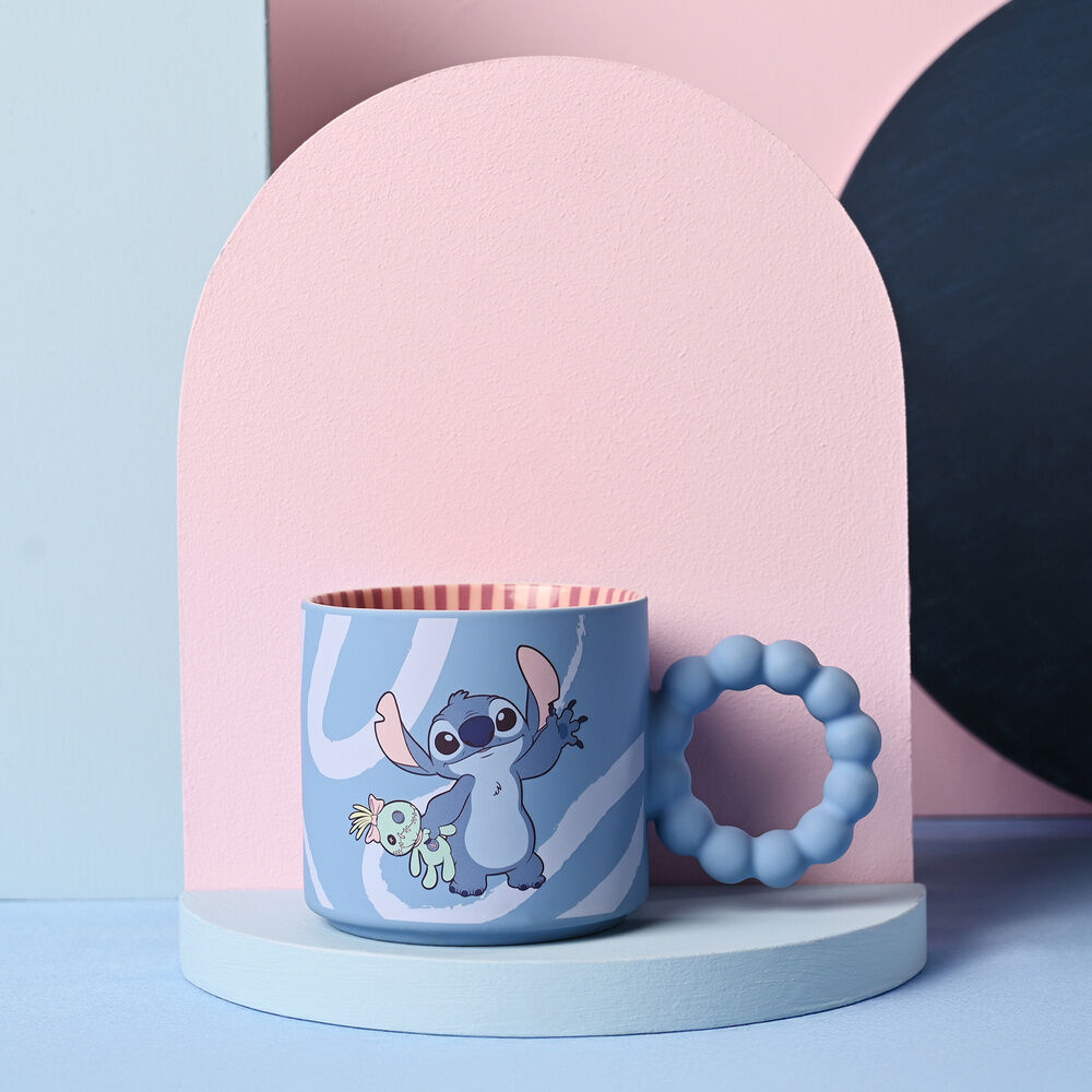 Taza azul de cerámica de Stitch Disney con asa decorativa - 5