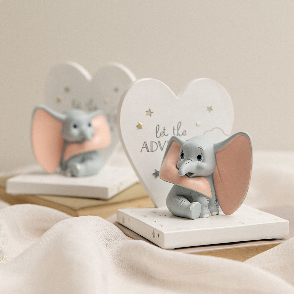 Par de sujetalibros 3D de Dumbo Disney con corazones y estrellas - 5
