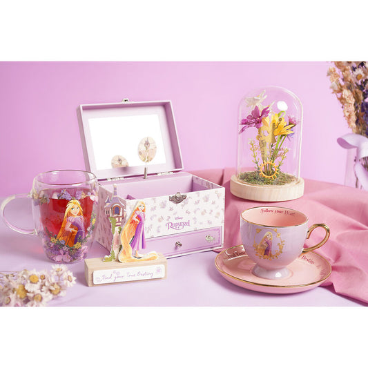 Taza de cristal transparente de Rapunzel Disney con flores secas - 6