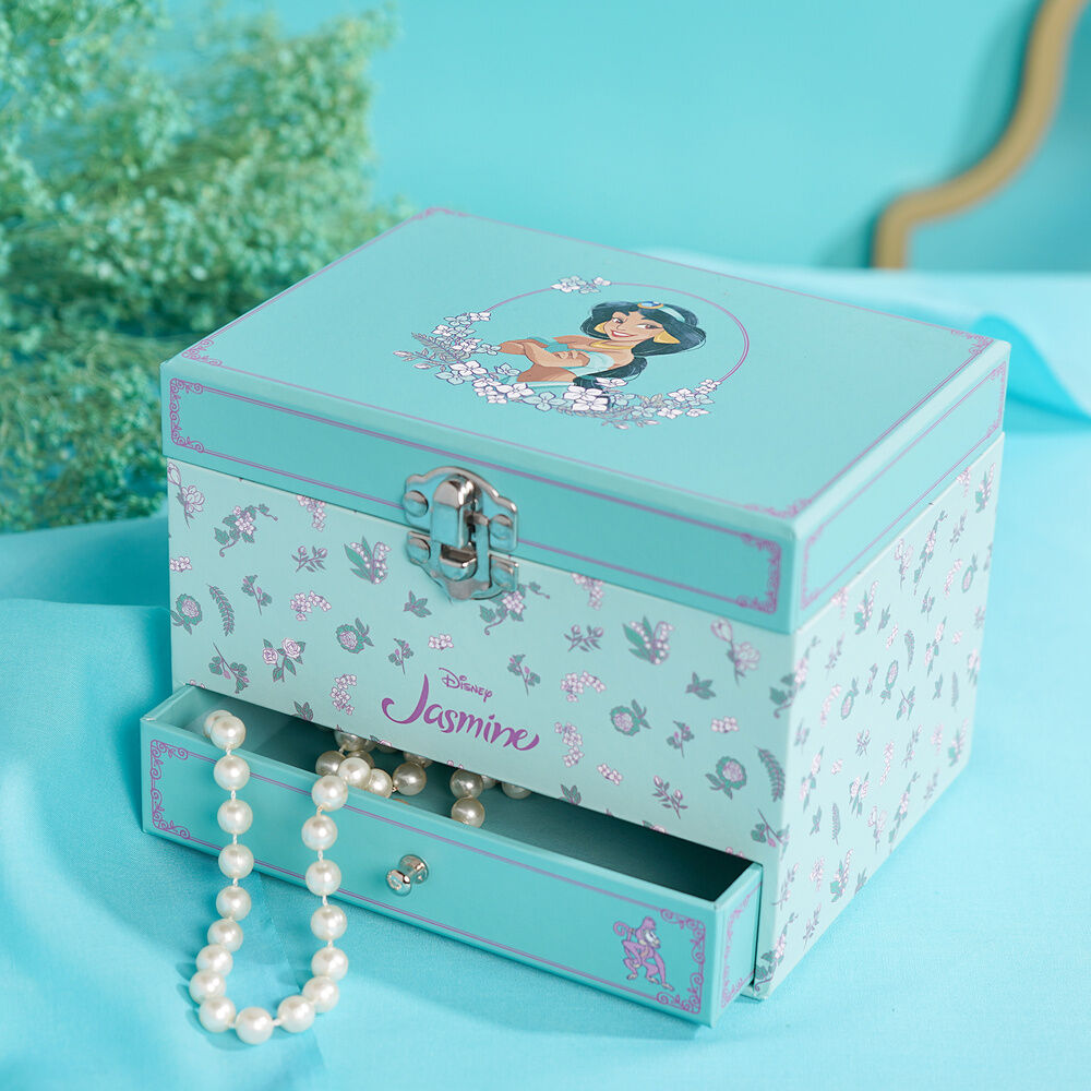 Joyero musical de Jasmine Disney con decoración floral y cajón frontal - 6