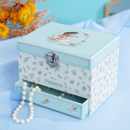 Joyero musical azul de Vaiana Moana Disney con flores y cajón frontal - 6