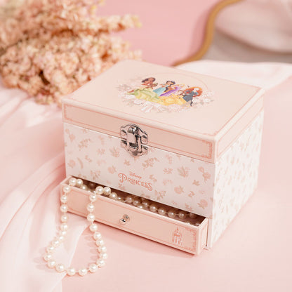 Joyero musical rosa Disney Princesas con cajón y estampado floral - 6