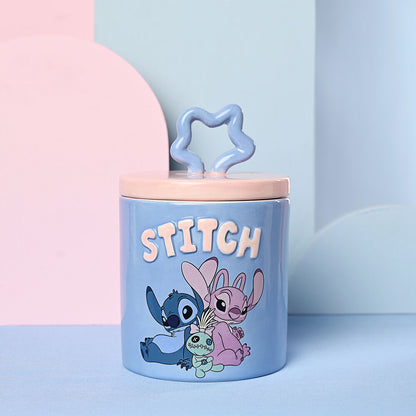 Tarro de almacenamiento Disney Stitch azul y rosa con tapa decorativa - 6