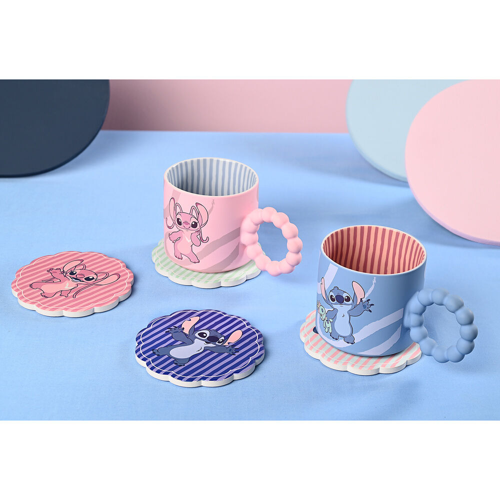 Set de cuatro posavasos de cerámica Stitch Disney con diseños coloridos - 6