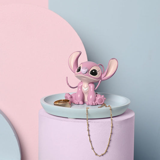 Plato decorativo de resina con figura de Angel Stitch en tonos rosados - 6
