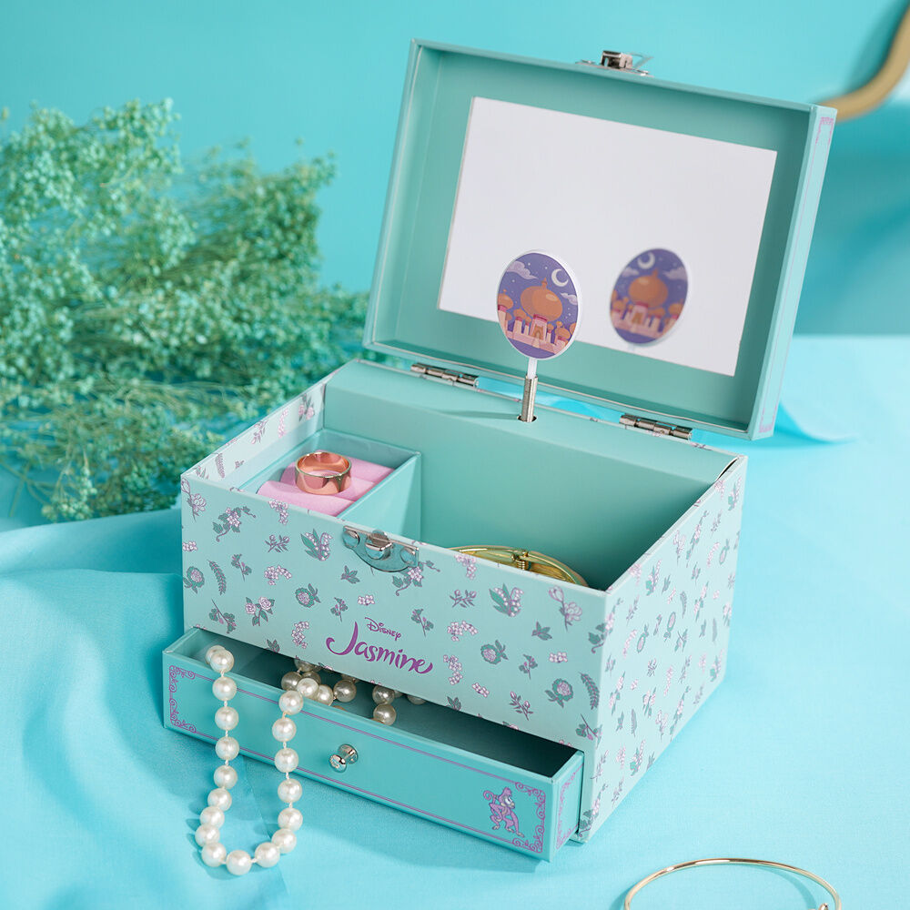Joyero musical de Jasmine Disney con decoración floral y cajón frontal - 7