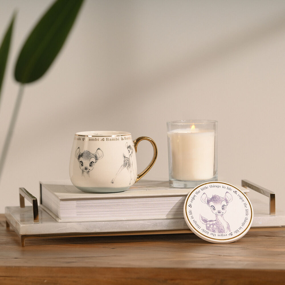 Taza Bambi Disney de porcelana china con asa y detalles dorados - 7