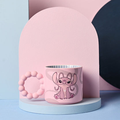 Taza rosa de cerámica Disney Stitch Angel con asa decorativa - 6