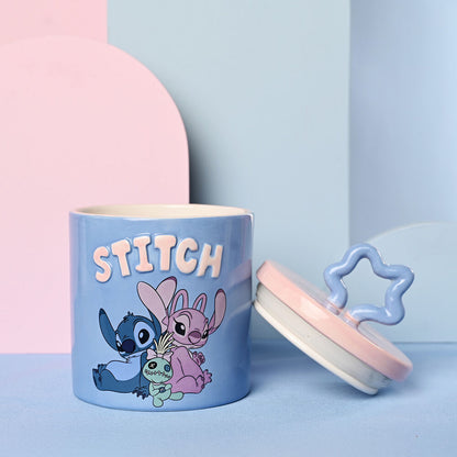Tarro de almacenamiento Disney Stitch azul y rosa con tapa decorativa - 7