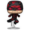 Figura Funko POP! Daredevil Born Again con traje negro y rojo sobre soporte