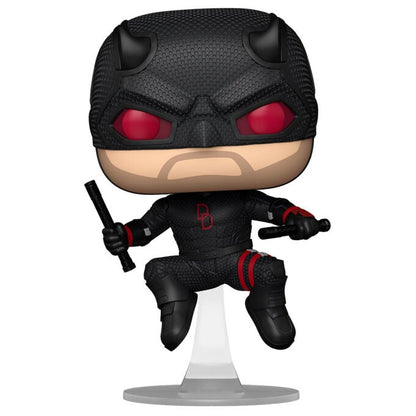 Figura Funko POP de Daredevil con traje negro, máscara y bastones