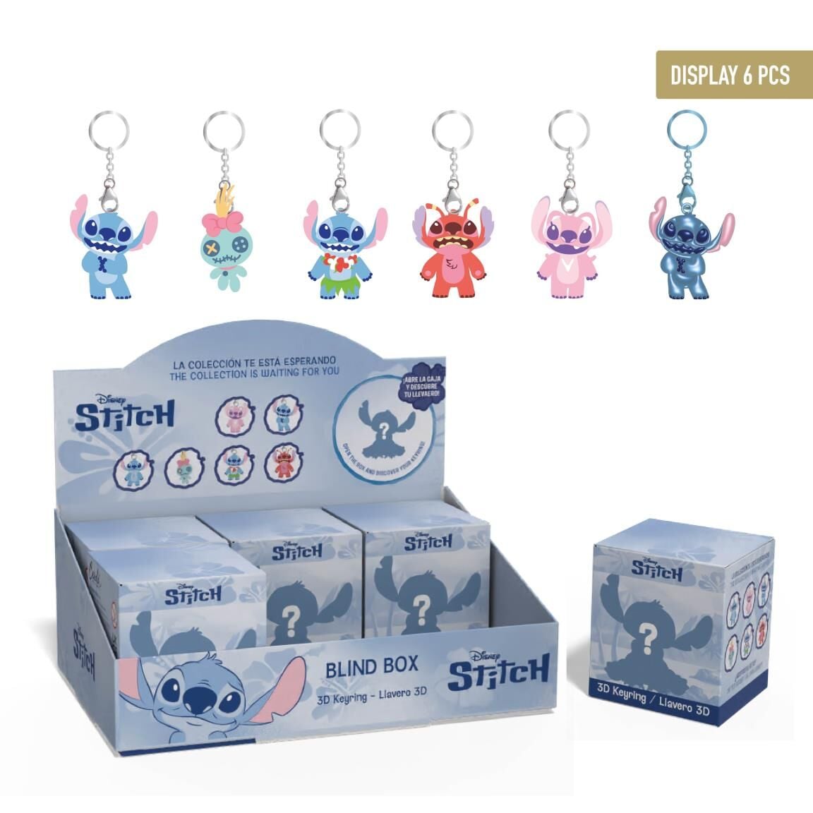 Llavero 3D sorpresa de Stitch Disney en caja blind box