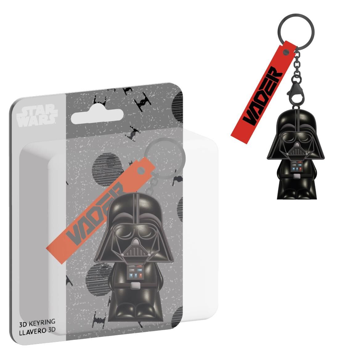 Llavero 3D de Darth Vader Star Wars con correa roja