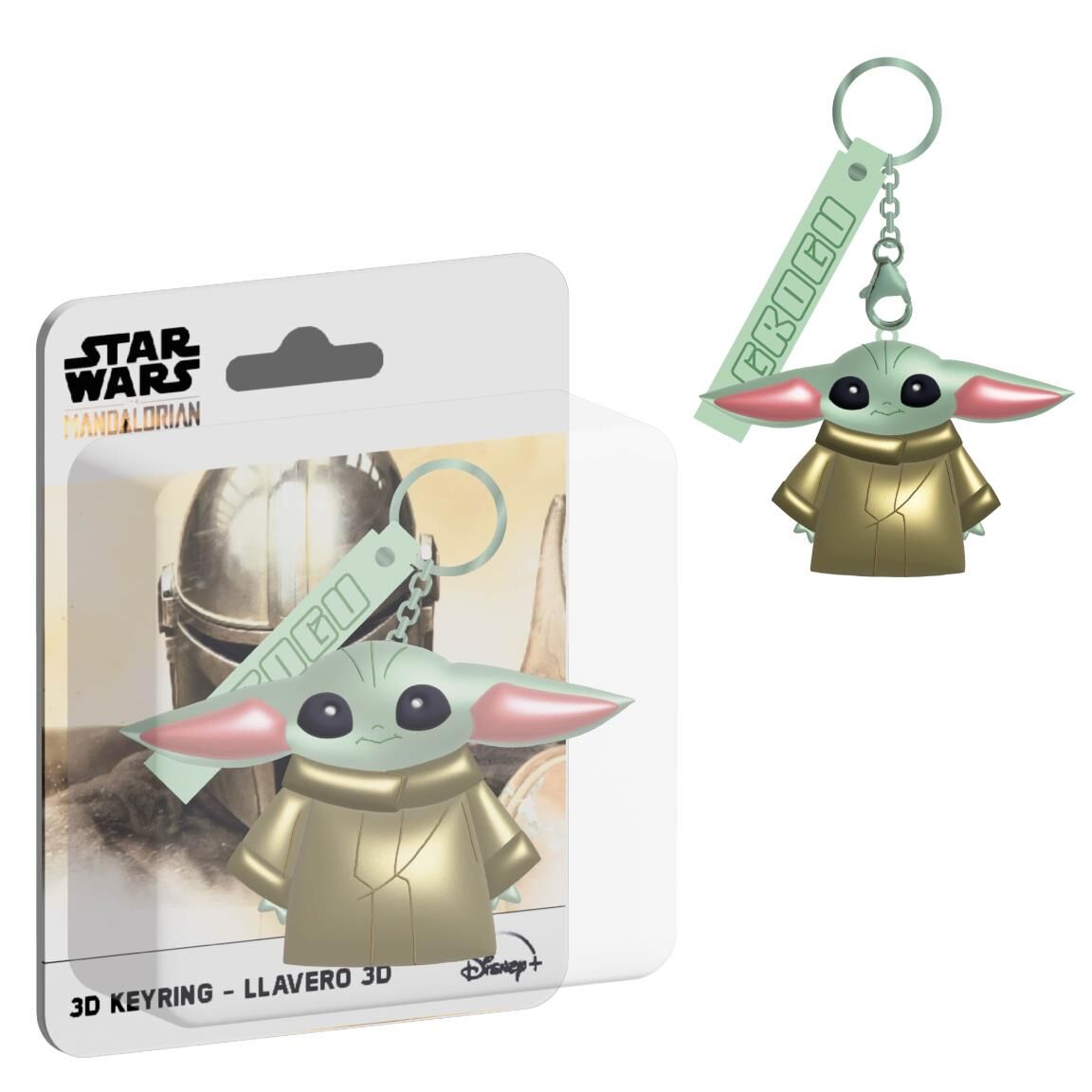 Llavero 3D de Grogu de The Mandalorian con túnica dorada
