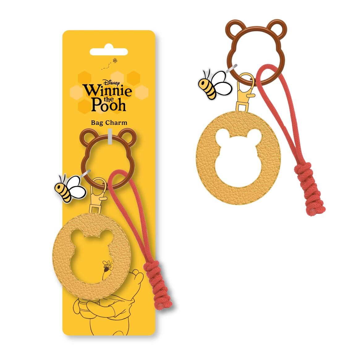 Llavero Winnie the Pooh Disney con cordón rojo y detalle de abeja