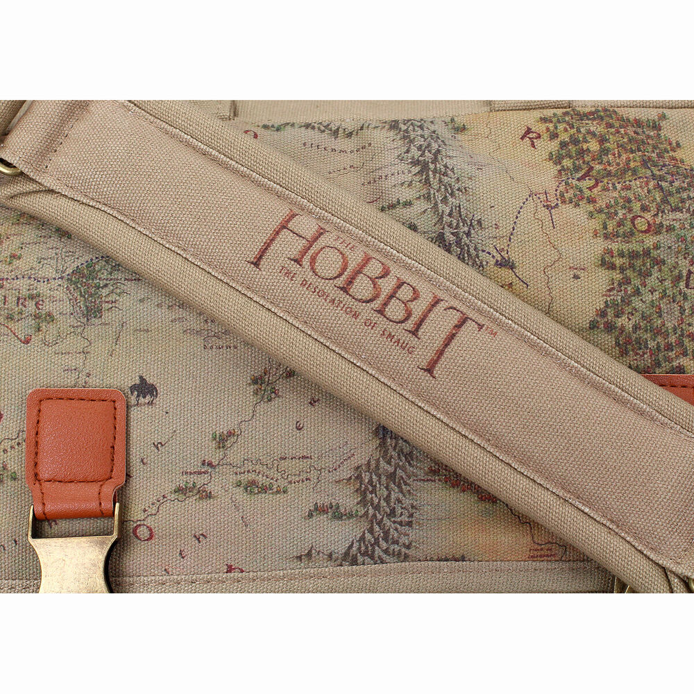 Bandolera de tela beige con mapa de El Hobbit y correa ajustable - 2