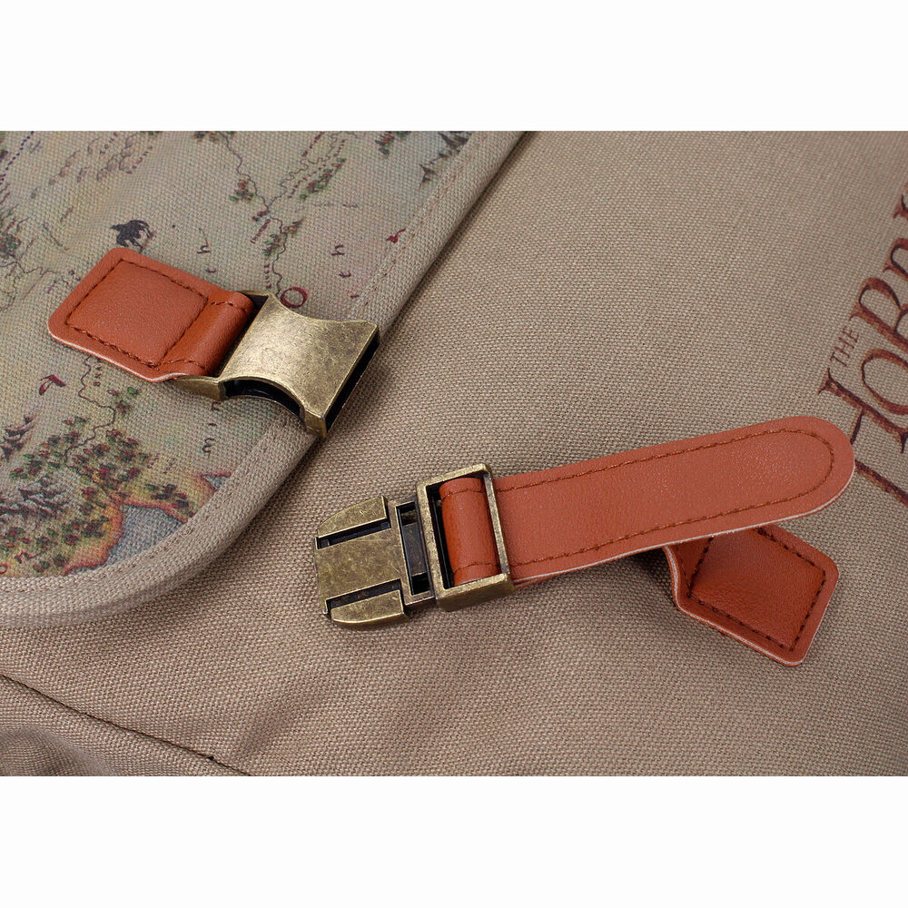 Bandolera de tela beige con mapa de El Hobbit y correa ajustable - 5