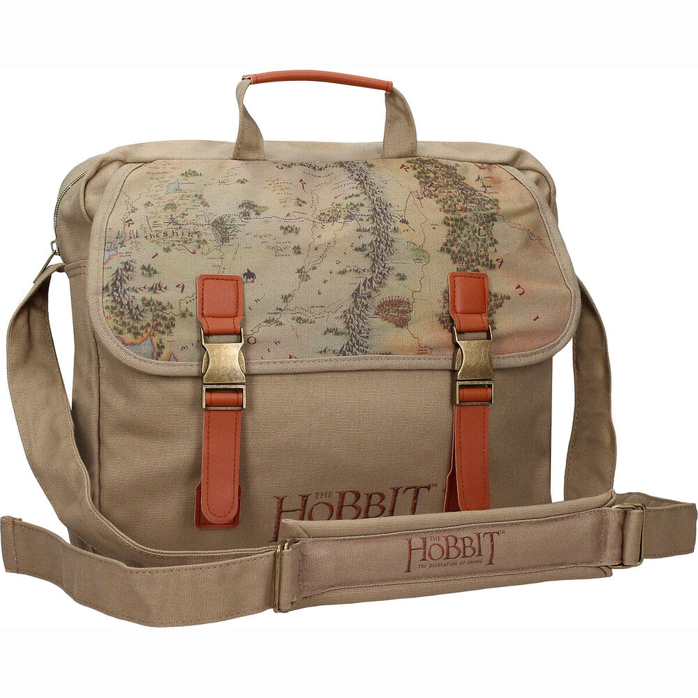 Bandolera de tela beige con mapa de El Hobbit y correa ajustable - 6