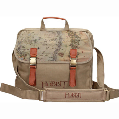 Bandolera de tela beige con mapa de El Hobbit y correa ajustable