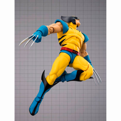 Figura articulada S.H.Figuarts de Wolverine con uniforme amarillo y azul y garras extendidas - 3