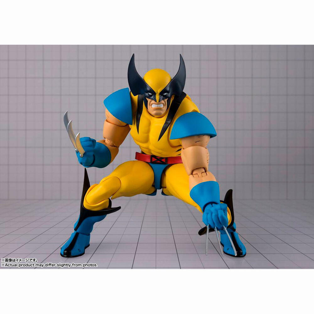 Figura articulada S.H.Figuarts de Wolverine con uniforme amarillo y azul y garras extendidas - 4