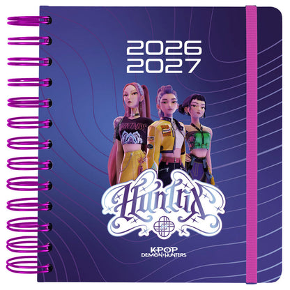 Agenda escolar ERIK KPop Demon Hunters 2026/2027 A5 con espiral y cierre elástico