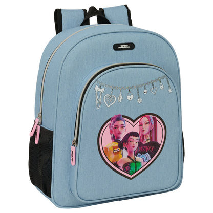 Mochila azul claro Huntrix de K-Pop Demon Hunters con tres personajes