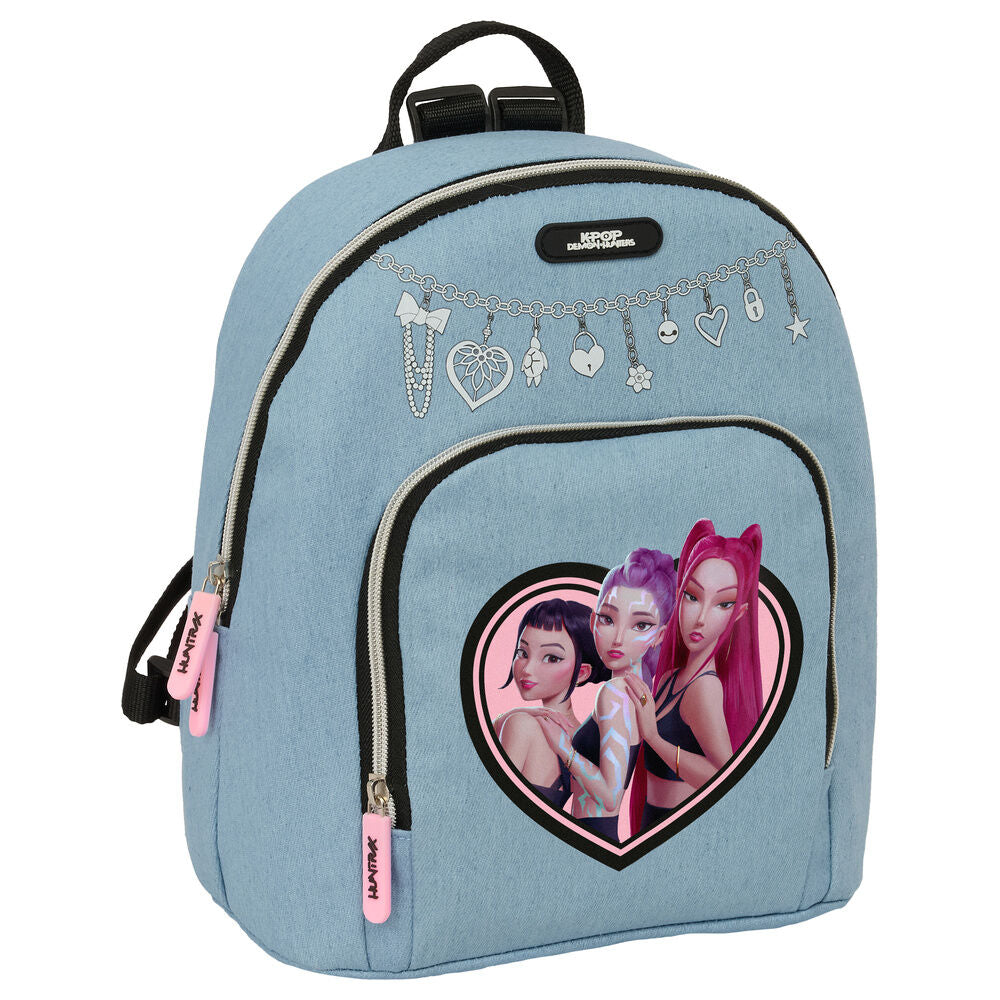Mochila azul Huntrix de K-Pop Demon Hunters con tres personajes