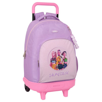 Trolley escolar SAFTA Kpop Demon Hunters lila y rosa con mochila extraíble